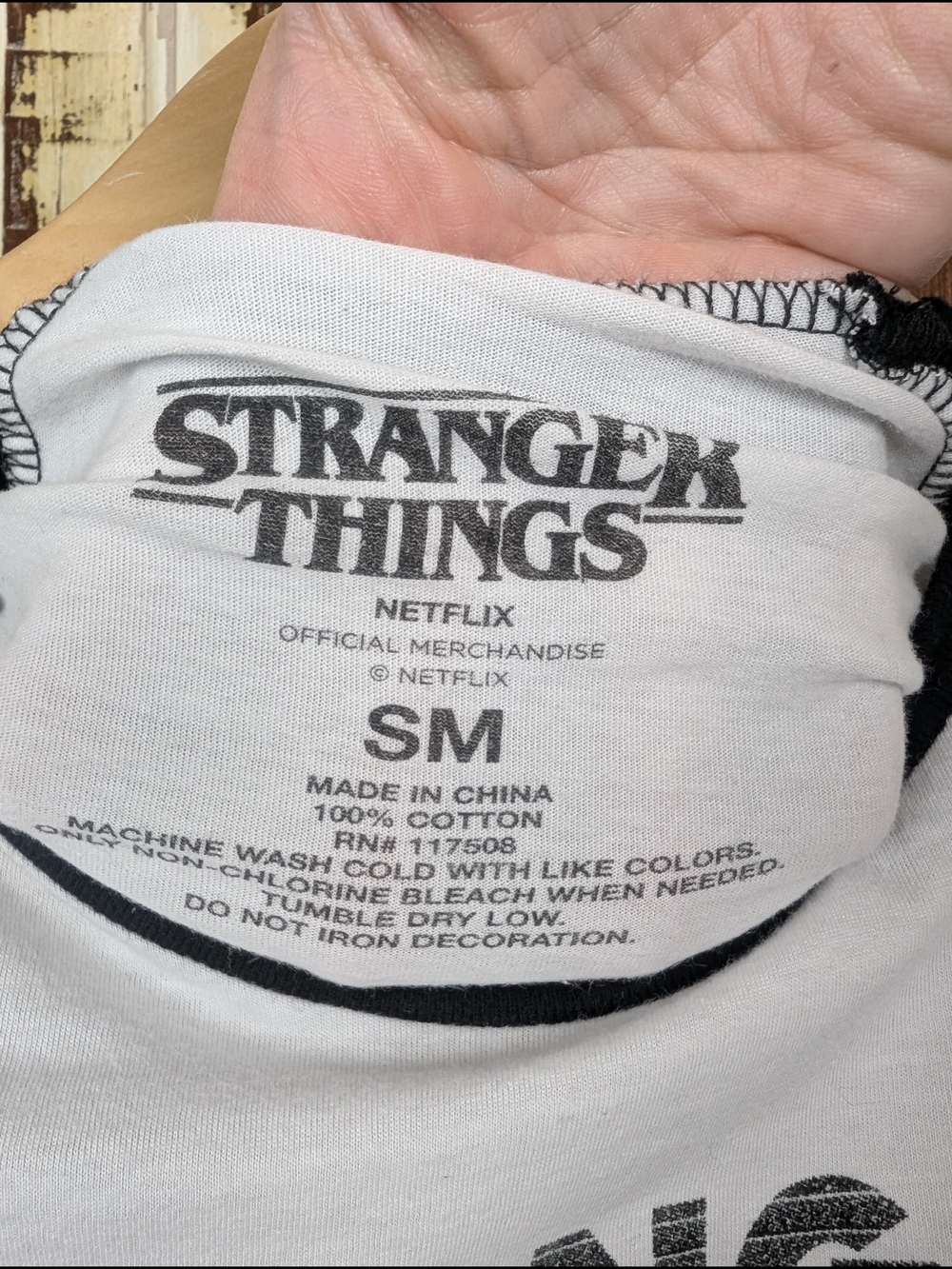 Stranger Things Official Raglan Shirt S/M Black White 3/4 Sleeve Baseball Tee - Picture 3 of 4